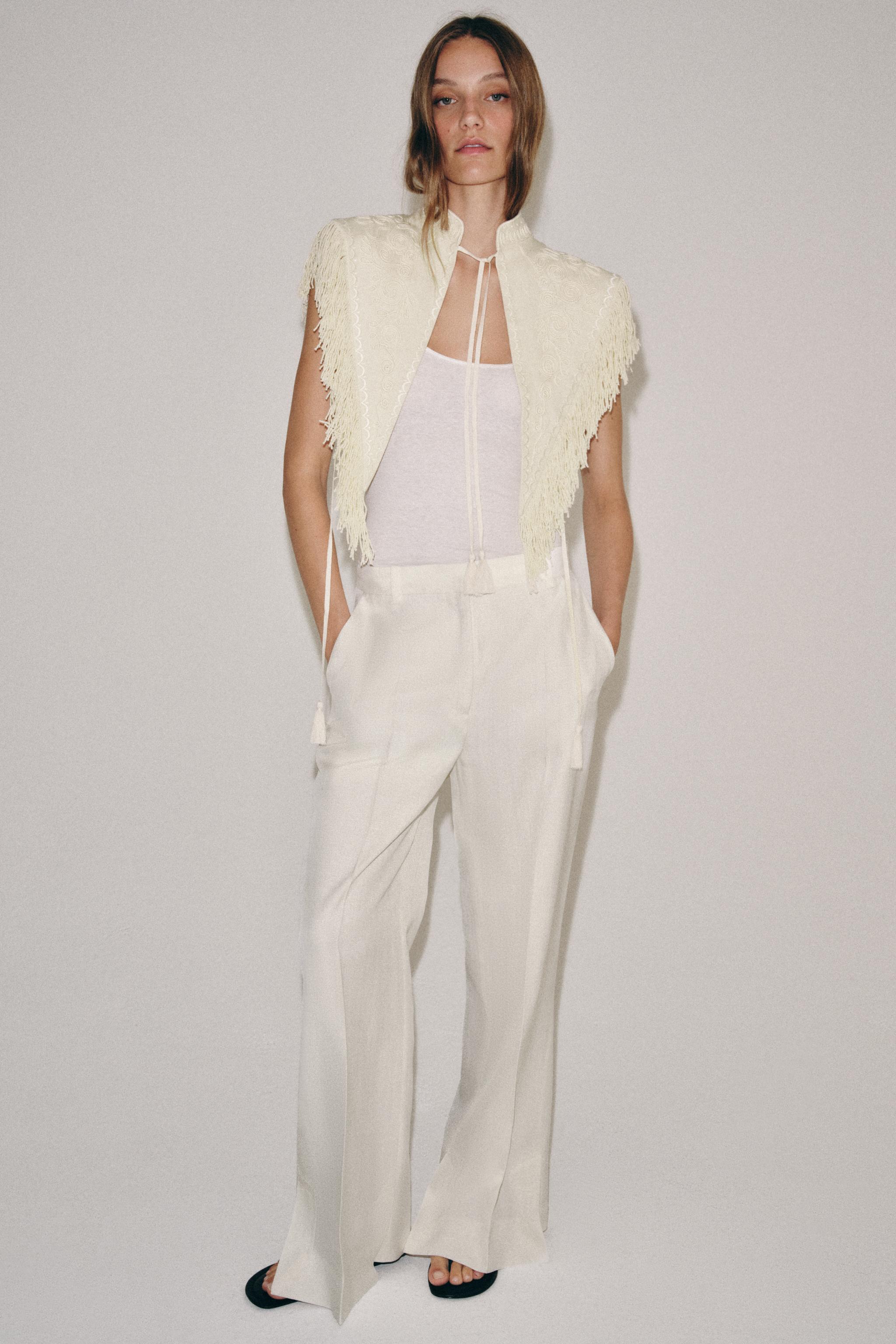 ZW COLLECTION FRINGED EMBROIDERED VEST